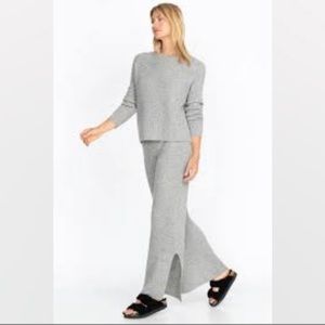 Johnny Was Calme Cashmere Knit Slit Pant Gray Size Large